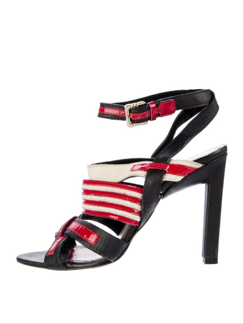 Jason Wu Women's Black and Red Strappy High-Heel Sandal Size 40 10 9